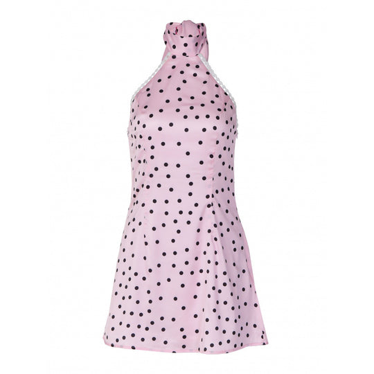 Damen Polka-Dot Minikleid mit hohem Kragen und A-Linien-Schnitt R&B