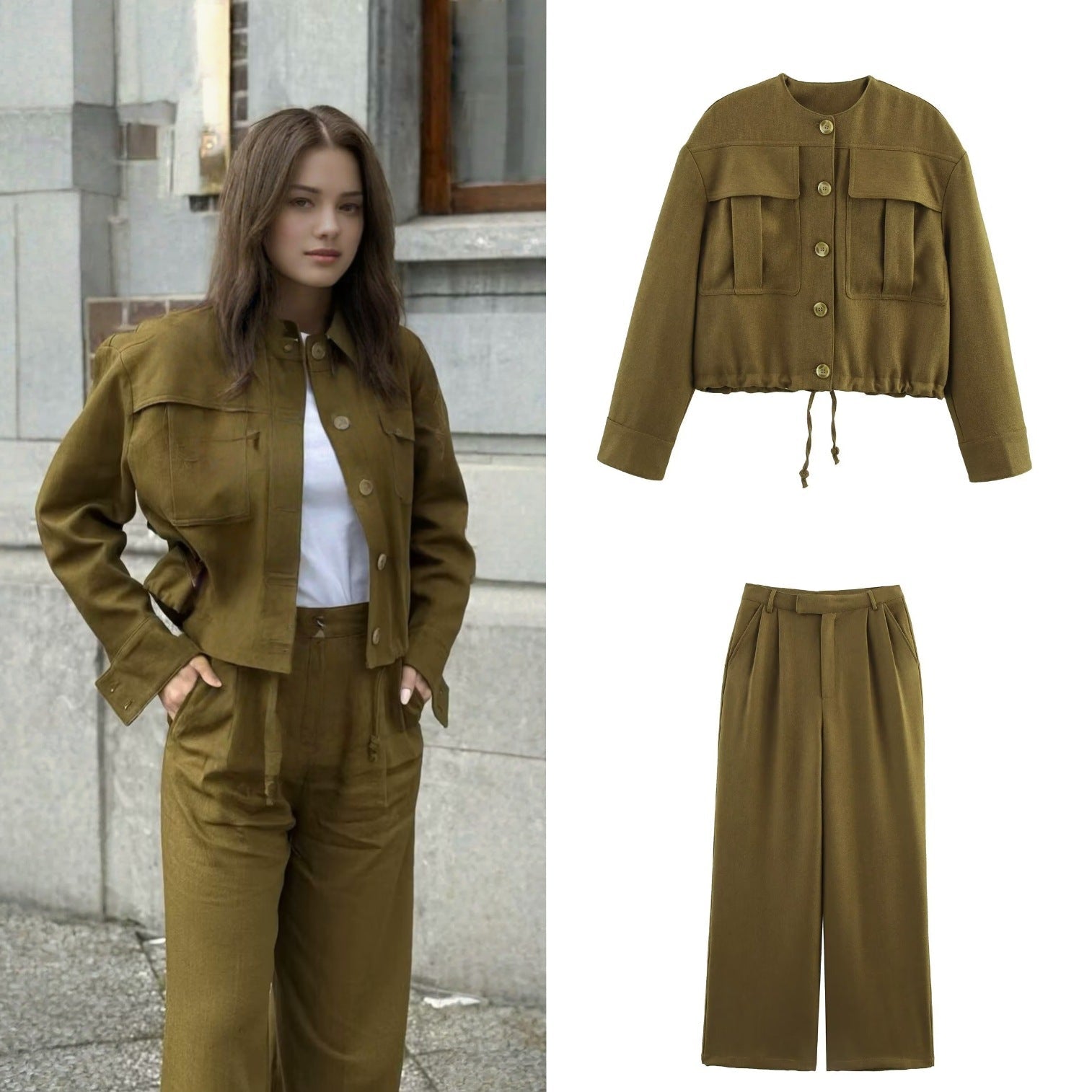 Damen weite Hose mit hohem Bund und Faltenwurf R&B