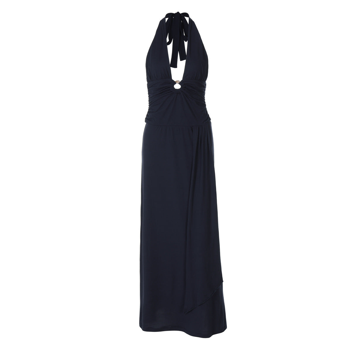 Damen Maxi-Kleid mit schickem Halterneck und raffinierter Drapierung R&B