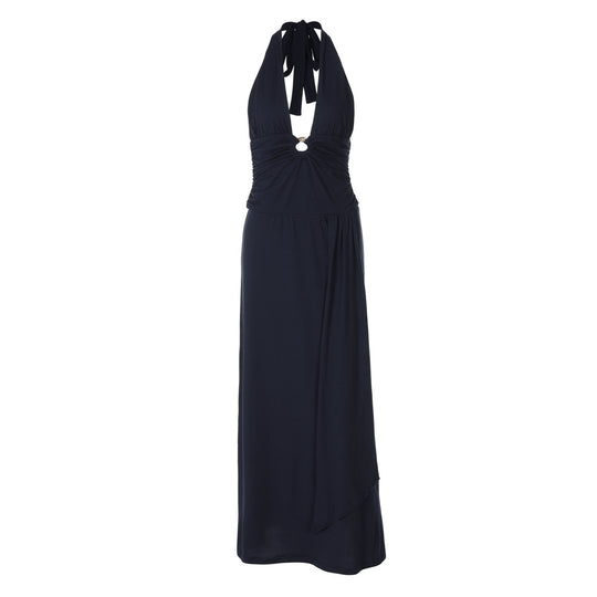 Damen Maxi-Kleid mit schickem Halterneck und raffinierter Drapierung R&B