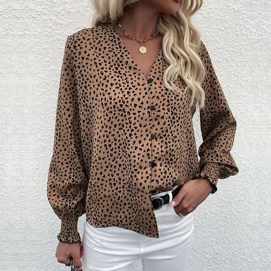 Damen Bluse mit modernem Punktedesign und elastischen Ärmeln R&B