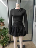 Damen Longsleeve T-Shirt mit Ballonrock