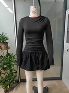 Damen Longsleeve T-Shirt mit Ballonrock
