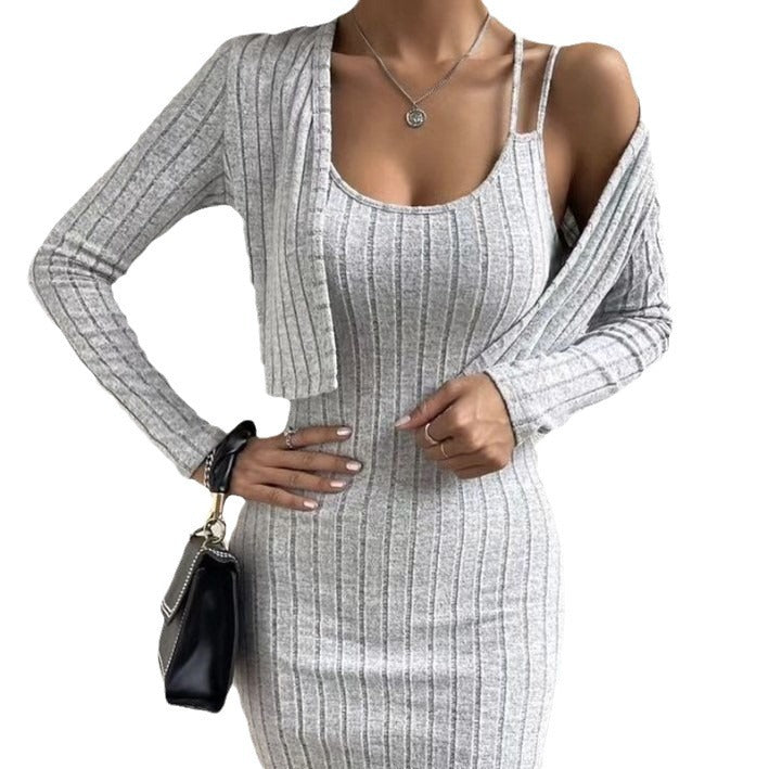 Damen Strickkleid mit geöffnetem Cardigan R&B