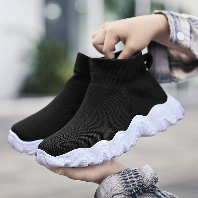Damen High-Top Sneakers mit elastischem Strick-Obermaterial und rutschfester Sohle