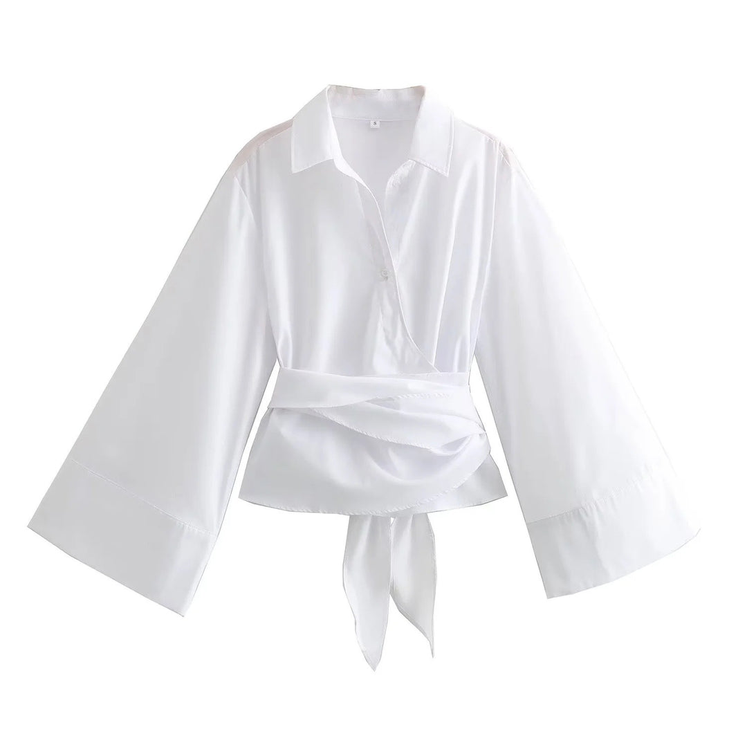 Damen Elegante Bluse mit weitem Ärmel und taillierter Schluppe R&B