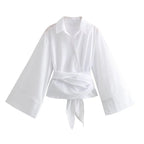 Damen Elegante Bluse mit weitem Ärmel und taillierter Schluppe R&B