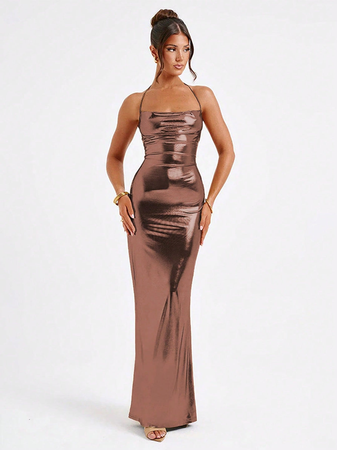 Damen Glamouröses Abendkleid mit Spaghettiträgern und figurschmeichelndem Schnitt R&B