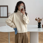 Damen Kurzpullover mit Stehkragen und Reißverschluss