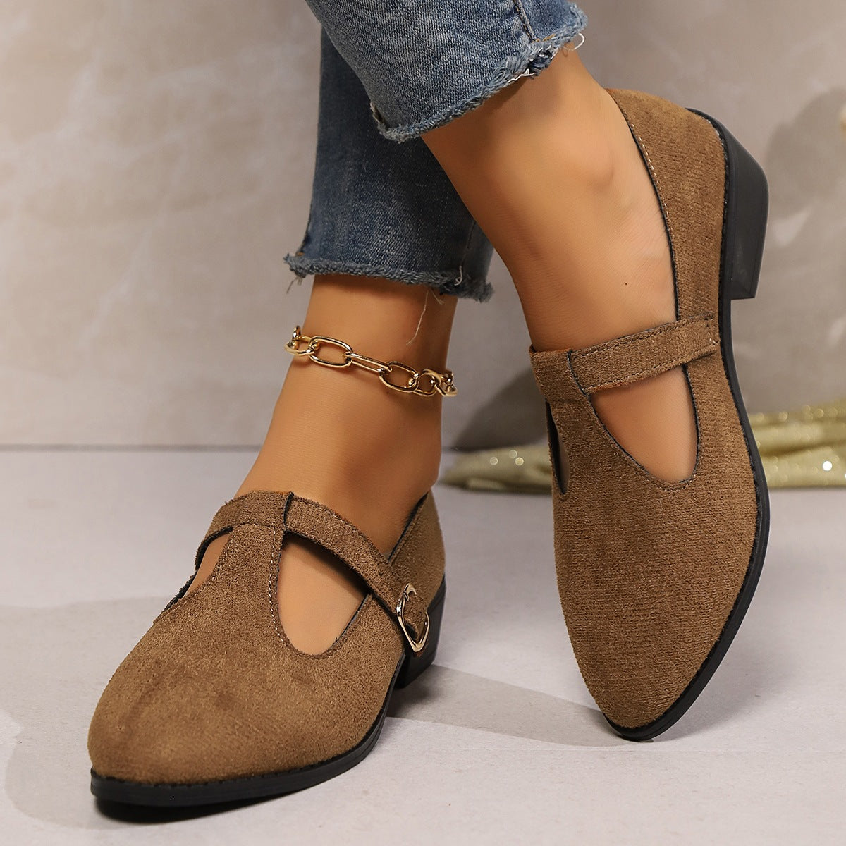 Damen Klassische Ballerinas mit elegantem Riemen R&B