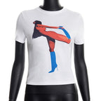 Damen Crop T-Shirt mit auffälligem Grafikdruck R&B