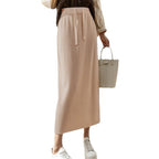 Damen Midi-Rock mit Taillenschnürung und geripptem Design R&B