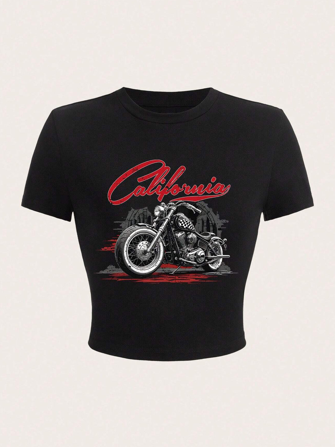 Damen Kurzarm T-Shirt mit auffälligem Motorrad-Design R&B