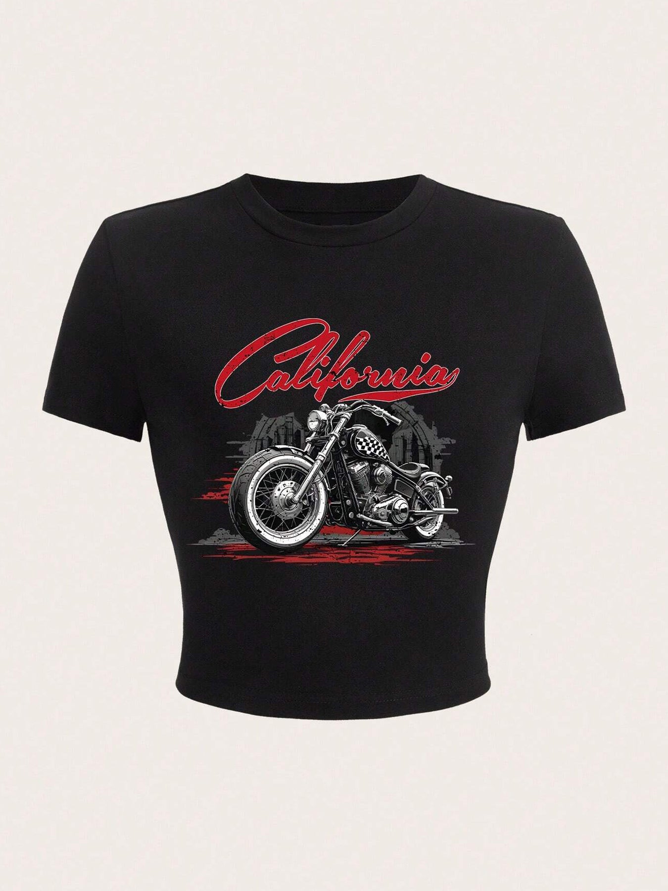 Damen Kurzarm T-Shirt mit auffälligem Motorrad-Design R&B