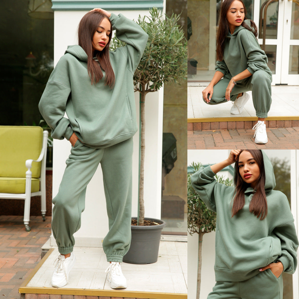 Damen Sportliches Hoodie- und Jogginghosen-Set im lässigen Design mit Kapuze R&B
