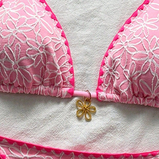 Damen Triangel-Bikini-Set mit floralen Stickereien R&B