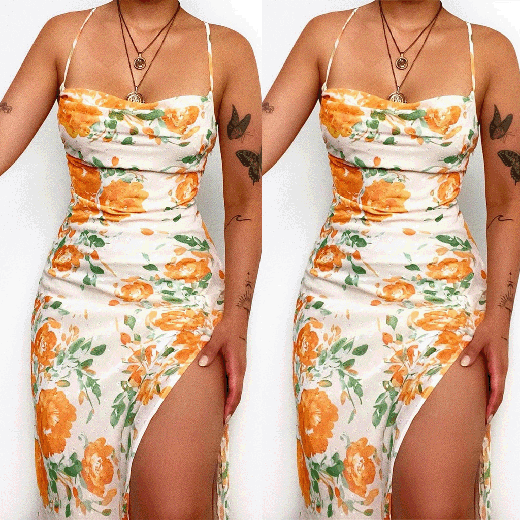 Damen Blumenmuster Maxikleid R&B