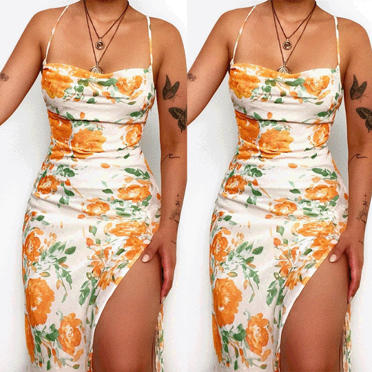 Damen Blumenmuster Maxikleid R&B