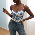 Damen Blütenmuster Cropped Top R&B
