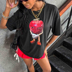 Damen T-Shirt mit kreativer Grafik und lässiger Passform R&B