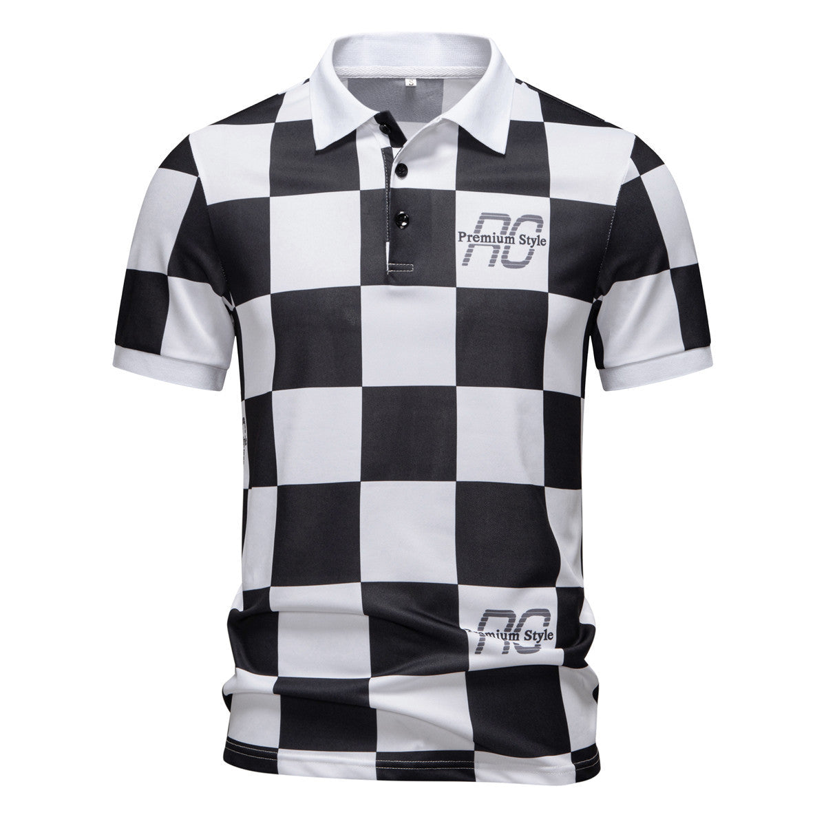 Herren Polo-Shirt mit kariertem Muster und modernem Kragen