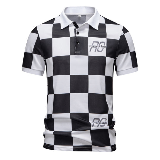 Herren Polo-Shirt mit kariertem Muster und modernem Kragen R&B