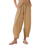 Damen lockere Freizeithose mit elastischem Bund und seitlichen Taschen R&B