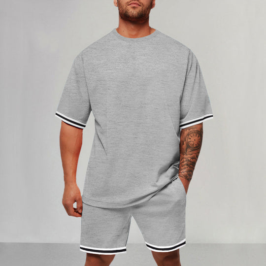 Herren Sportliches Kurzarm-Set mit Kontrastdetails R&B