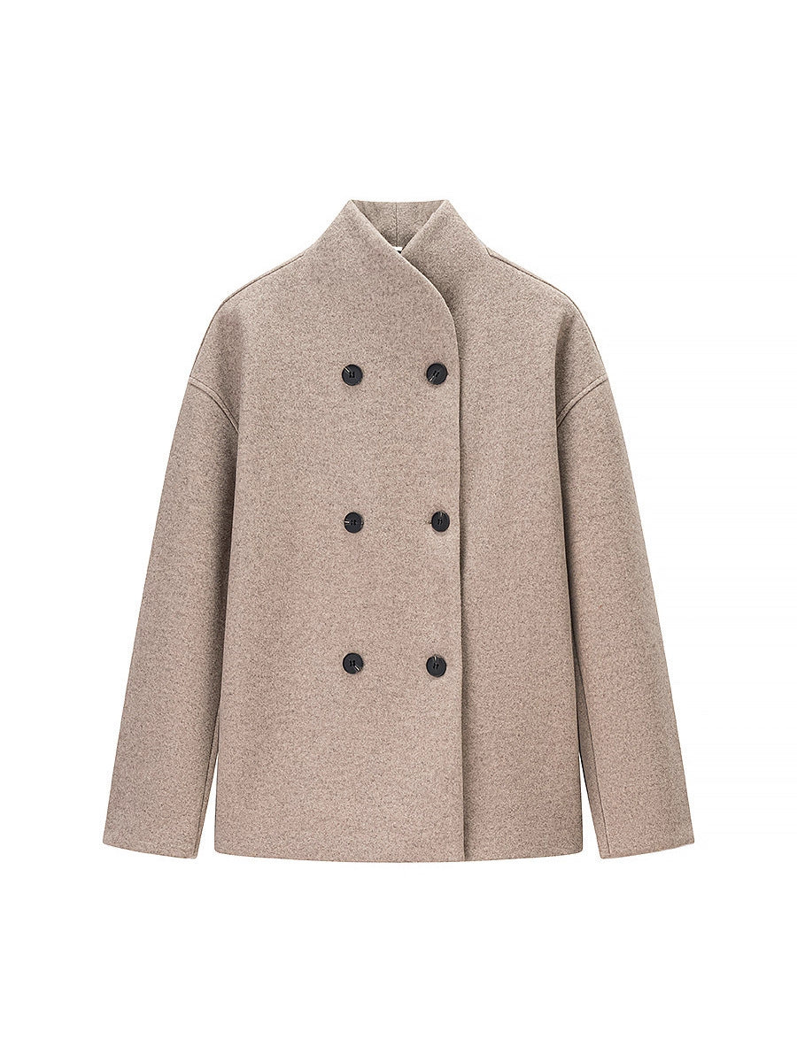 Damen elegante Winterjacke mit doppelter Knopfleiste und Stehkragen R&B