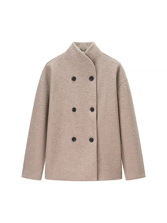 Damen elegante Winterjacke mit doppelter Knopfleiste und Stehkragen R&B