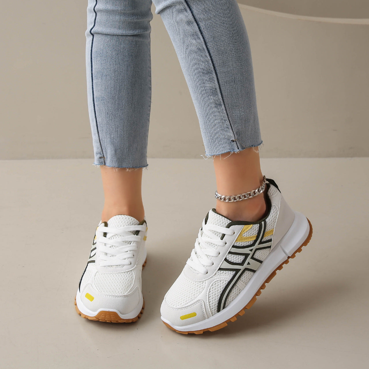 Damen Sportliche Sneakers mit atmungsaktiver Mesh-Oberfläche und rutschfester Laufsohle R&B