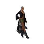 Damen Langes Strandkleid mit transparenten Ärmeln und raffinierten Schnürdetails R&B