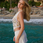 Damen luftiges Strandtop mit glitzernden Details R&B