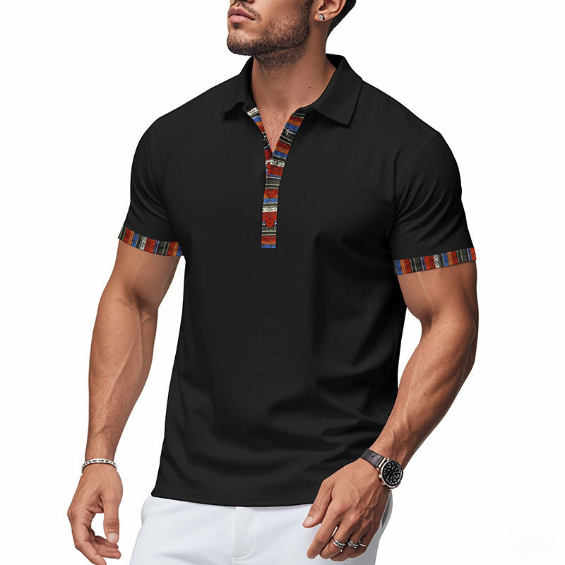 Herren Polo-Shirt mit buntem Kragen und strukturierter Optik R&B