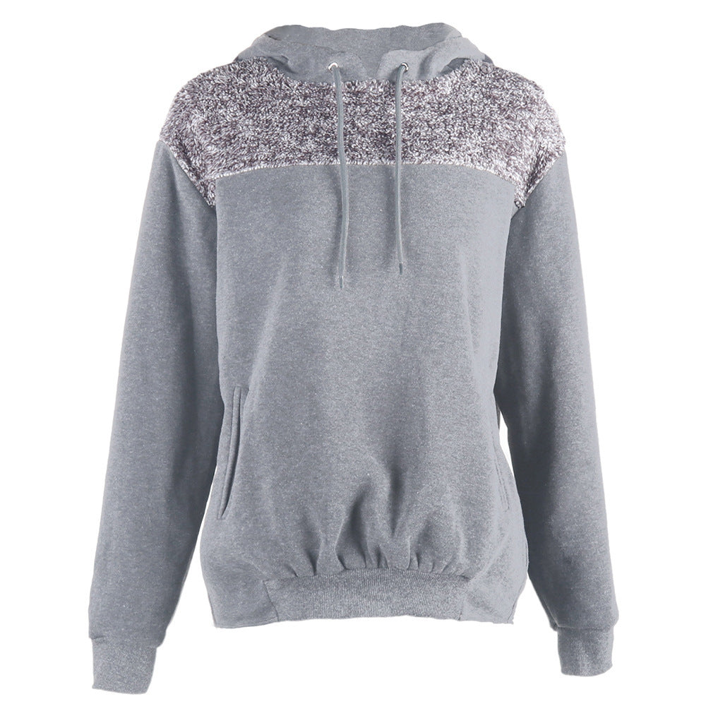 Damen Kapuzenpullover mit stylischem Kontrastdesign und elastischem Saum R&B