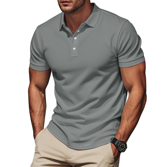 Herren nan Pima-Baumwoll-Polo mit Kentkragen, schmaler Silhouette und verstärkter Knopfleiste R&B