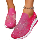 Damen Sneakers mit funkelnden Akzenten und elastischem Strickoberteil R&B
