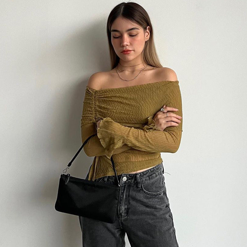 Damen Off-Shoulder Oberteil mit zarten Rüschendetails R&B
