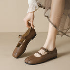 Damen Ballerinas mit eleganter Schnalle und hochwertigem Leder