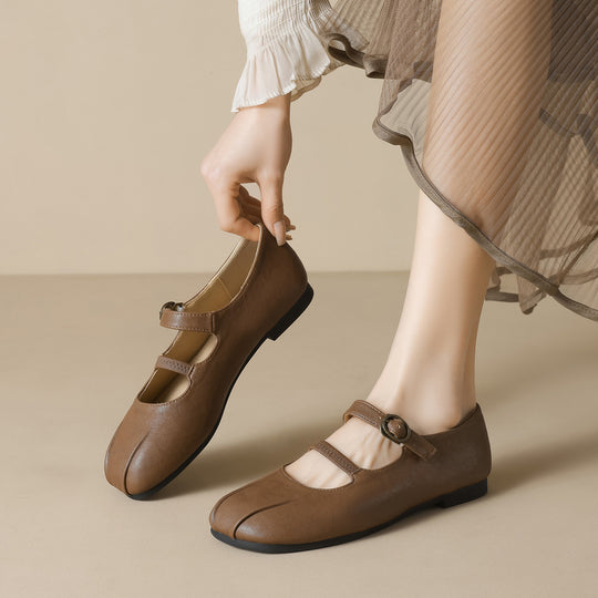 Damen Ballerinas mit eleganter Schnalle und hochwertigem Leder R&B