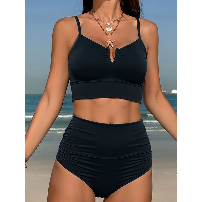 Damen Hochgeschnittener Bikini mit raffiniertem Oberteil und elastischem Bund R&B