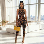 Damen Figurumspielender Jumpsuit im Leopardenmuster R&B