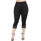 Damen Figurbetonte 3/4-Leggings mit eleganten Spitzenabschlüssen R&B
