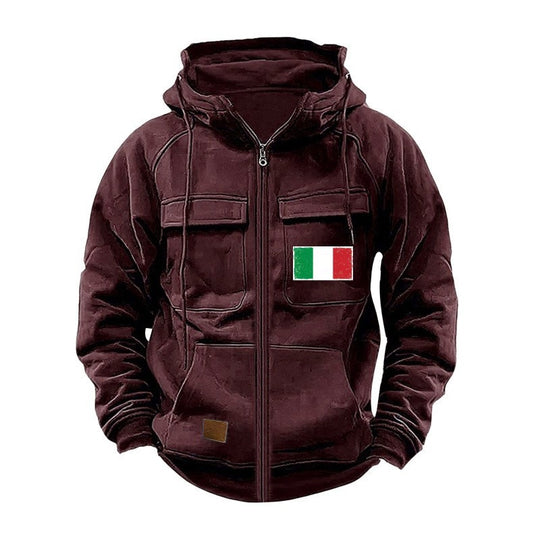 Herren modische Kapuzenjacke mit praktischen Taschen und verstellbarem Kragen R&B