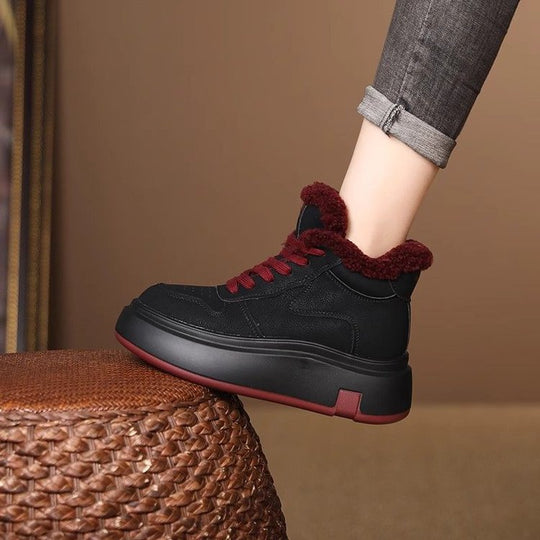 Damen High-Top Sneakers mit kuscheligem Fellrand und dämpfender Sohle R&B