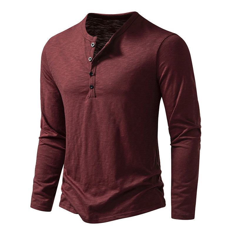 Herren Langarmshirt mit knopflosem V-Ausschnitt und atmungsaktivem Stoff R&B