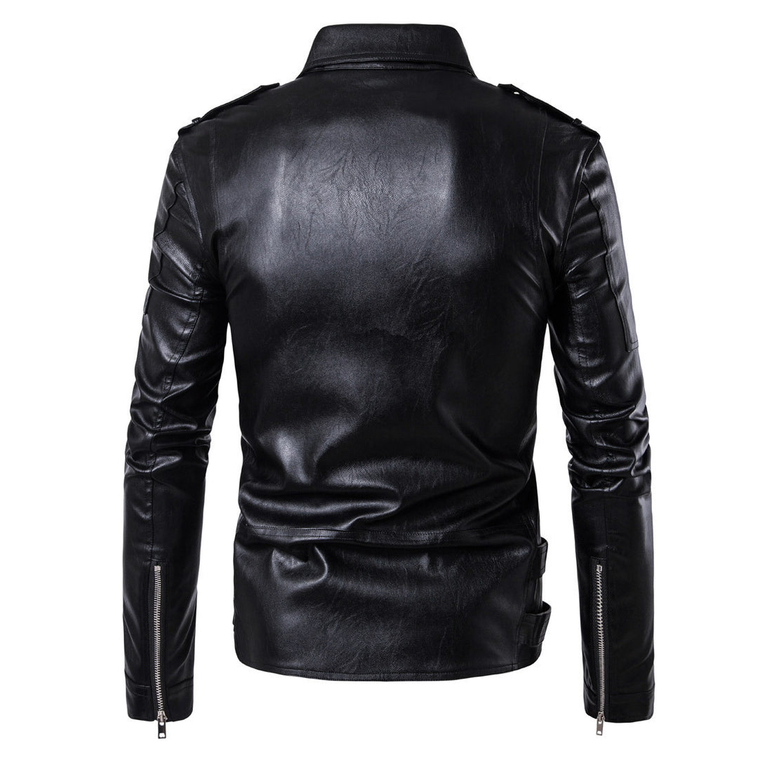 Herren Leder Bikerjacke mit robusten Reißverschlüssen R&B