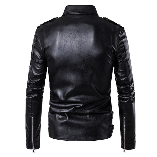 Herren Leder Bikerjacke mit robusten Reißverschlüssen R&B