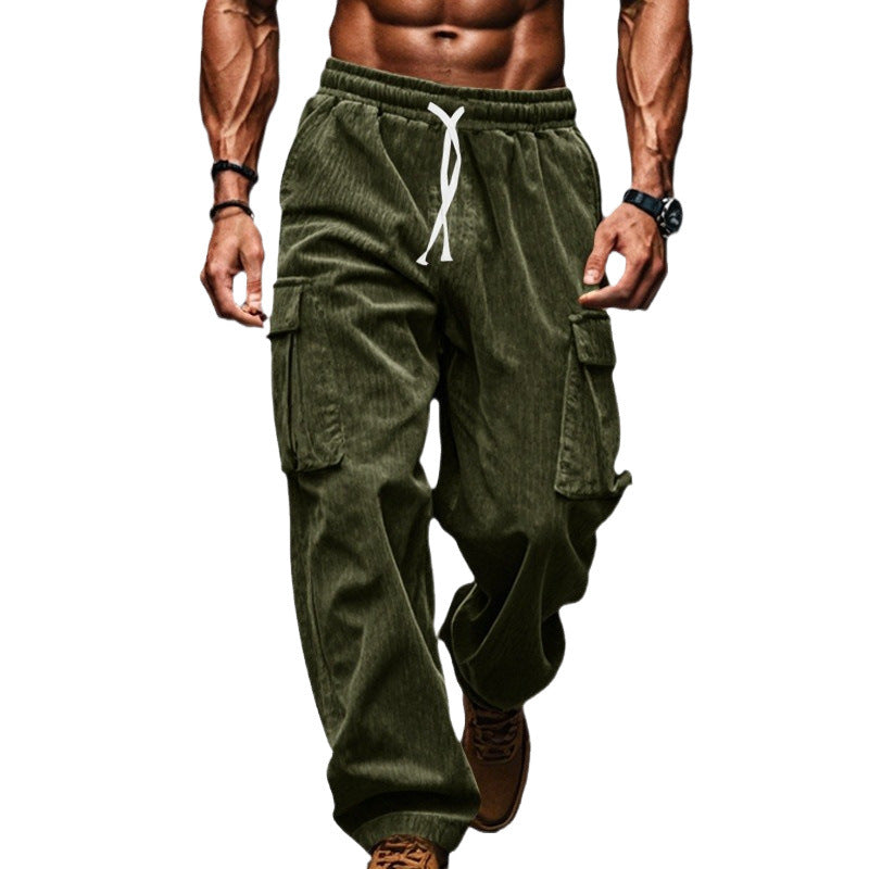 Herren lockere Cord-Cargo-Hosen mit praktischen Taschen R&B