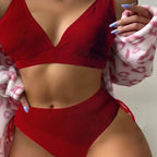 Damen Triangel-Bikini mit verstellbaren Trägern und hohem Bund R&B